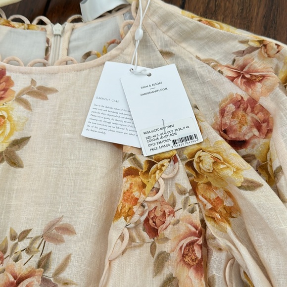 NWT Zimmermann rosa linen floral mini dress - Picture 3 of 3